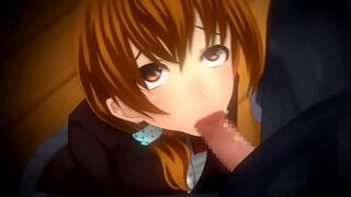 Busty hentai cutie sucer la bite et se faire baiser dans la chatte serrée